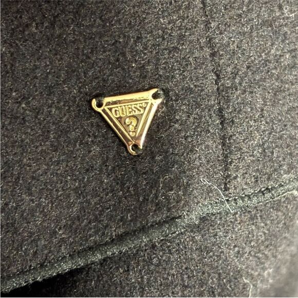 GUESS | Waterfall Women’s Open Front PU Leather Sleeves Wool Jacket M - Picture 8 of 16